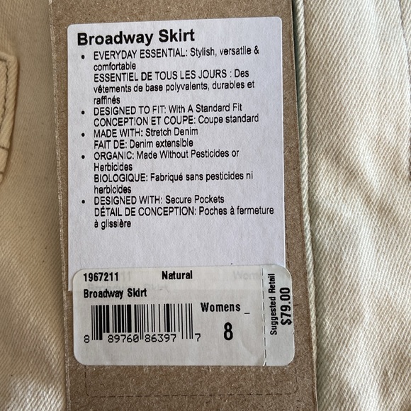 prAna NWT Size 8 Cream Broadway Organic Cotton Casual Pencil Skirt 3088 - Picture 12 of 13